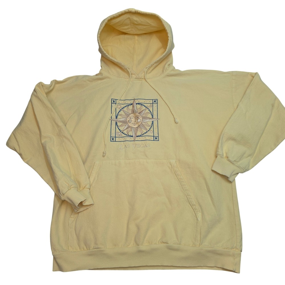 Crazy Shirt Hawaii Las Vegas Sun Embroidered Hoodie Yellow Womens Large USA